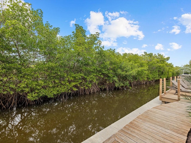 view of dock featuring a water view