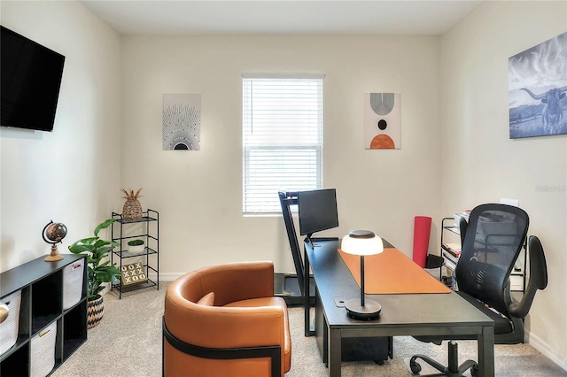 view of carpeted home office