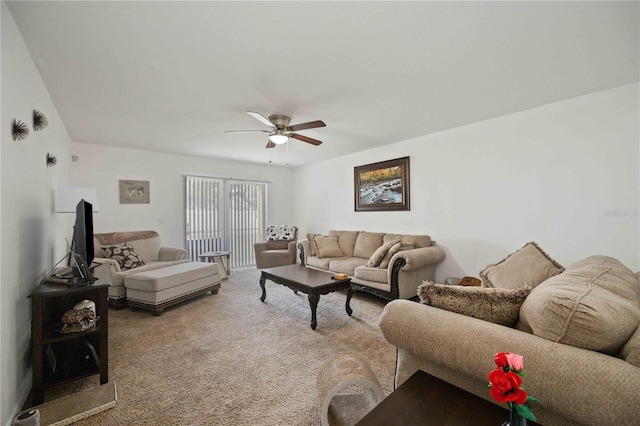10959 Keys Gate Dr, Riverview, FL 33579 - living area featuring a ceiling fan and light carpet