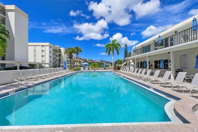 pool with a patio