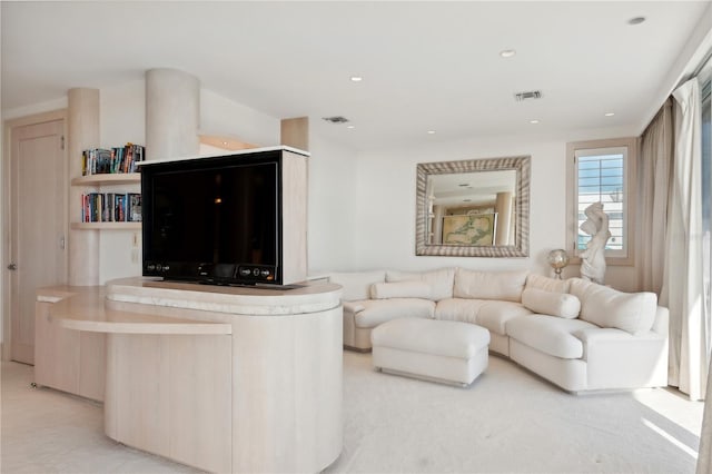 living room with visible vents and recessed lighting