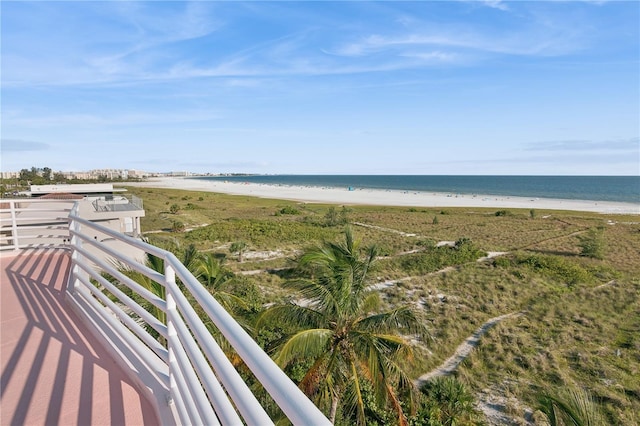 property view of water featuring a view of the beach