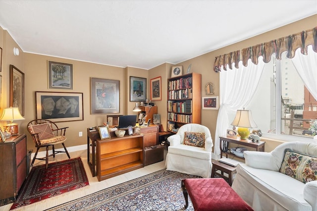 office area featuring baseboards