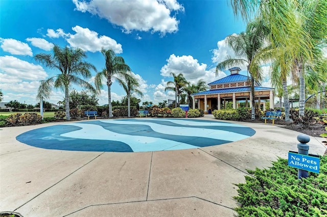 view of pool featuring a gazebo