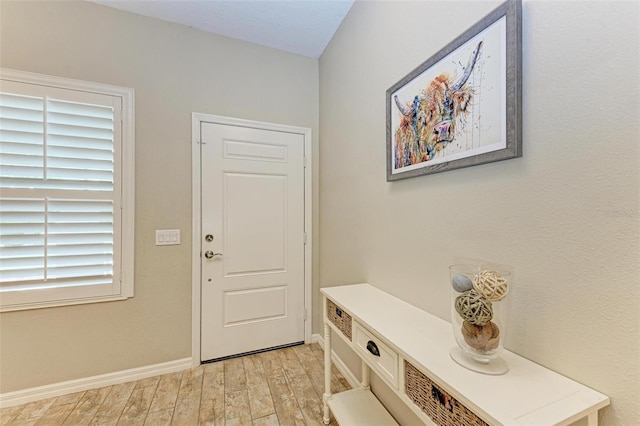 interior space with light hardwood / wood-style floors