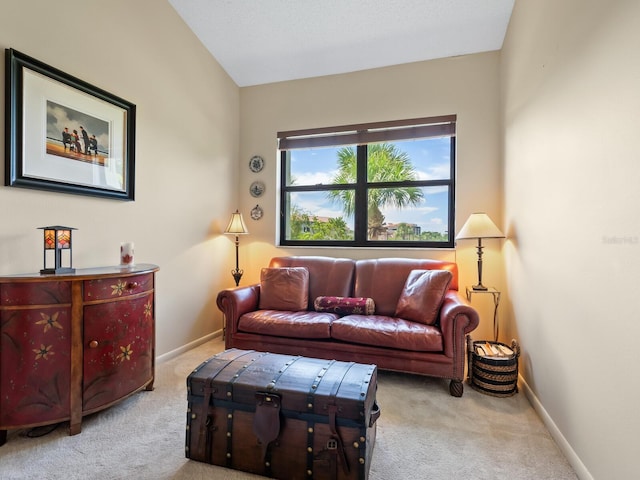 living room featuring light carpet