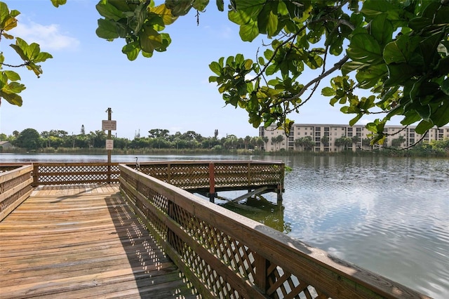 view of dock featuring a water view