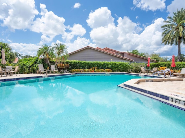 view of pool featuring a patio