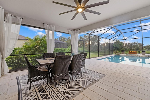 view of pool featuring a patio area and a lanai