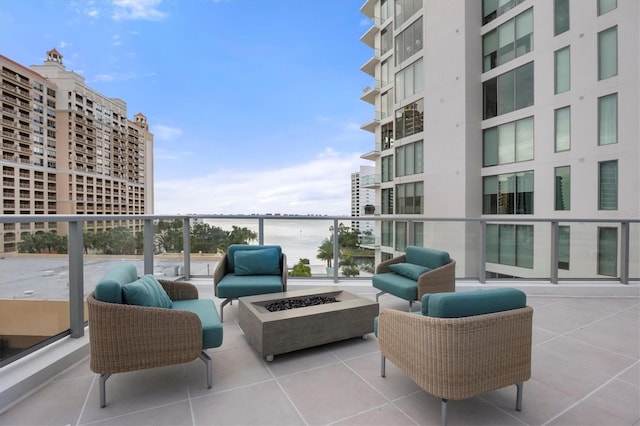 view of patio featuring a water view