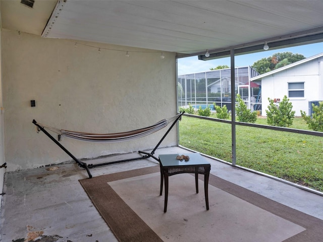 view of unfurnished sunroom