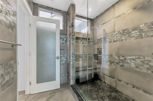 bathroom featuring a stall shower