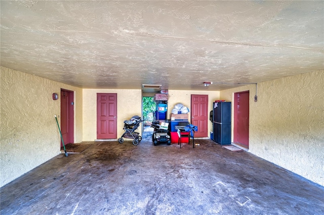 interior space featuring black fridge