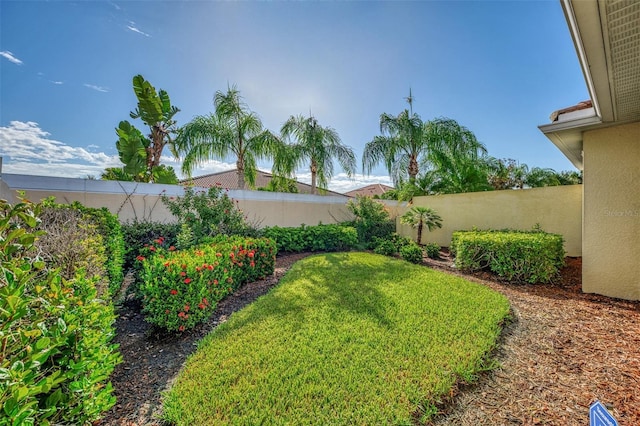 view of yard featuring a fenced backyard