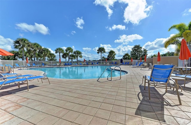 view of pool featuring a patio