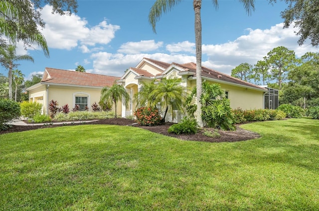 view of property exterior featuring a lawn