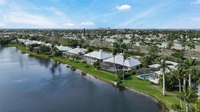 bird's eye view featuring a water view