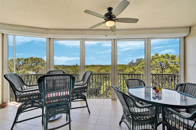 sunroom / solarium featuring ceiling fan and a wealth of natural light