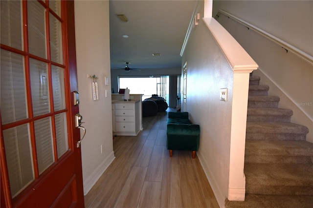 hall featuring light hardwood / wood-style flooring