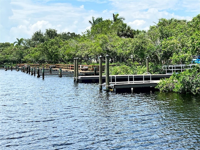 view of dock featuring a water view