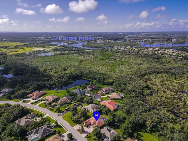 bird's eye view featuring a water view