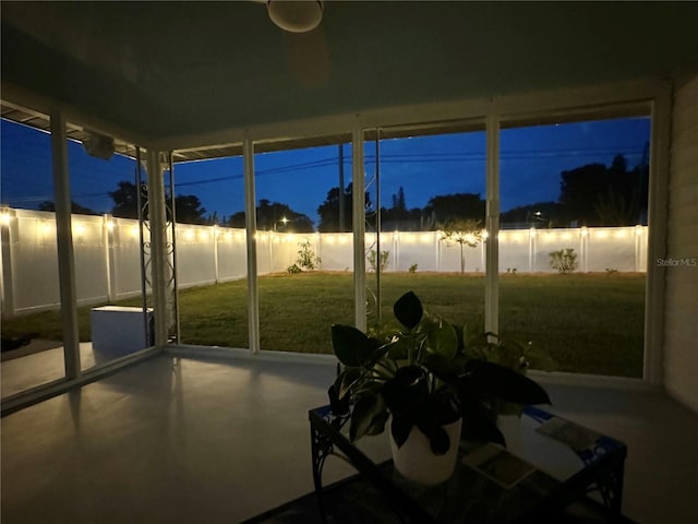 view of unfurnished sunroom