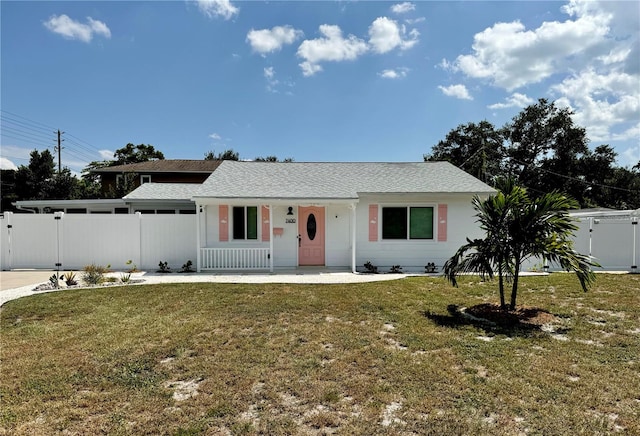 view of front facade with a front lawn