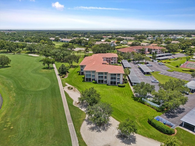 drone / aerial view with view of golf course