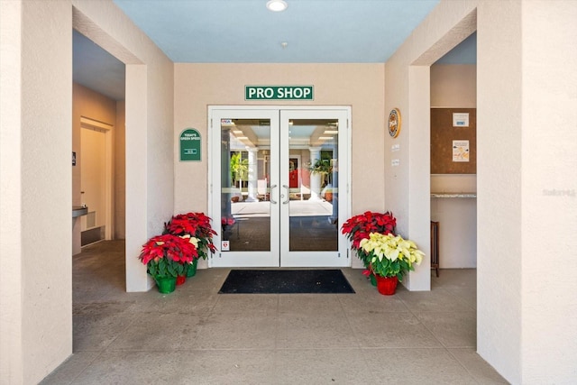 view of exterior entry with french doors