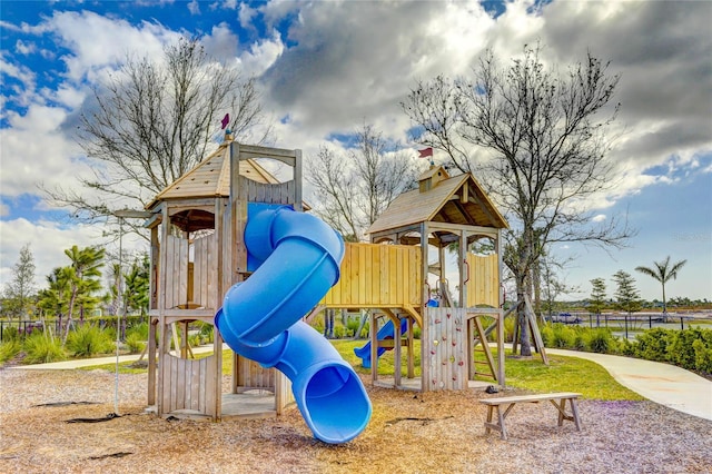 community play area with fence