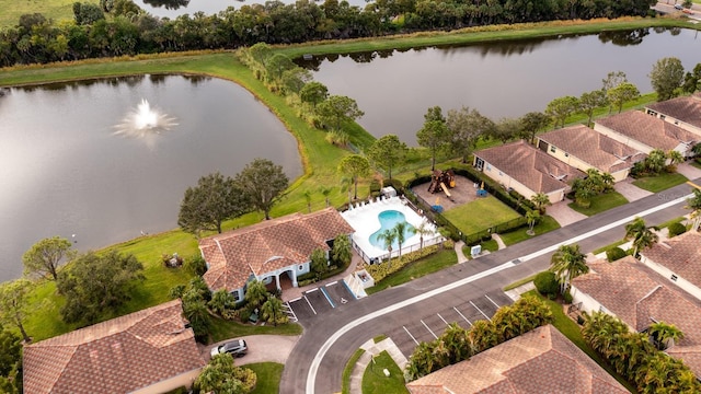 bird's eye view featuring a water view