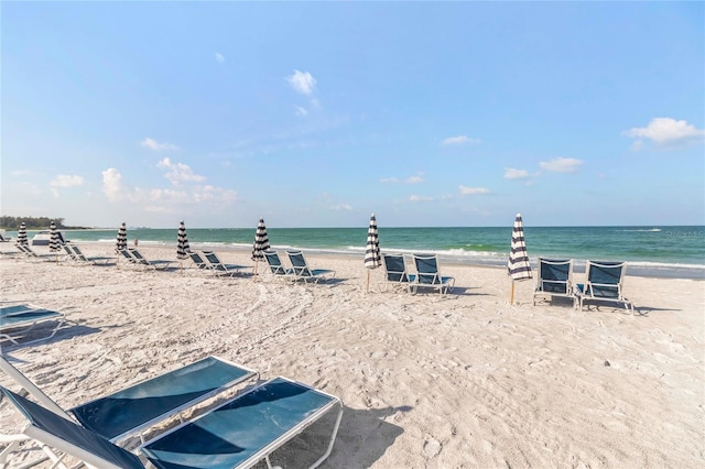 property view of water with a beach view