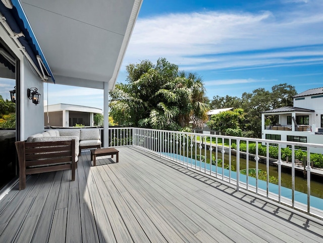 deck with a water view