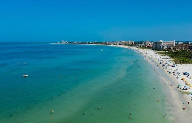 property view of water featuring a view of the beach