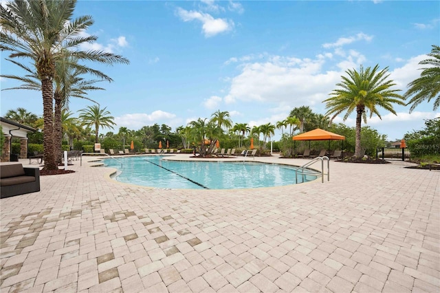 view of pool featuring a patio area