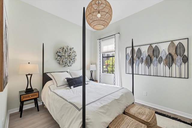 bedroom featuring light hardwood / wood-style floors