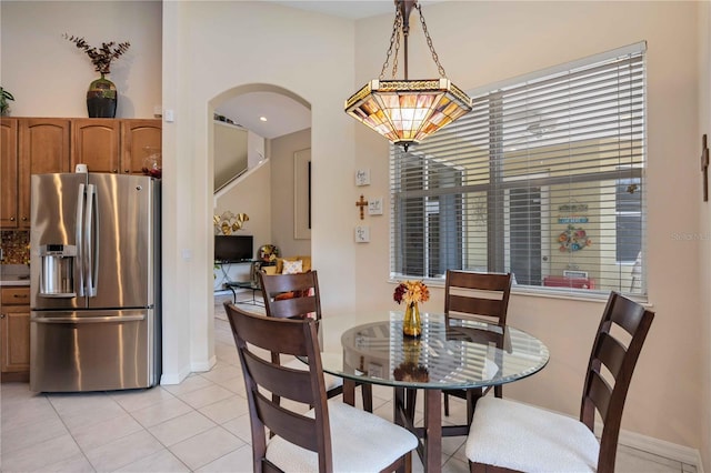 dining room with light tile patterned floors