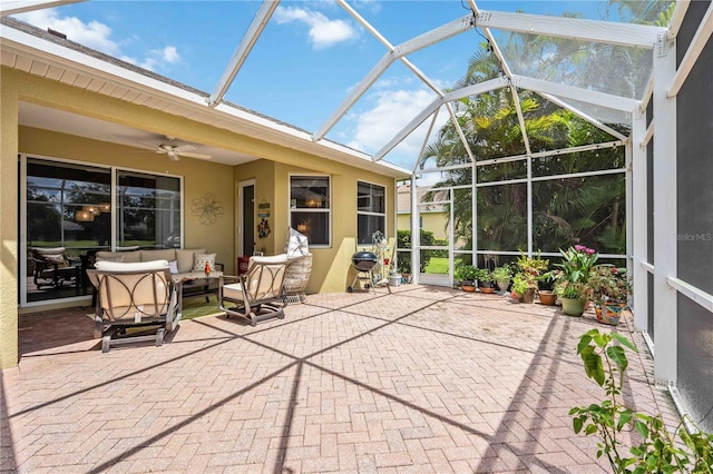 unfurnished sunroom featuring lofted ceiling