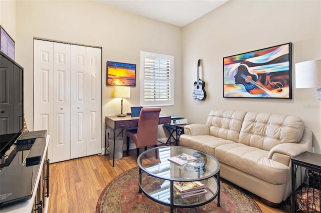 living area with light wood-style floors