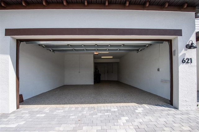 garage with a garage door opener