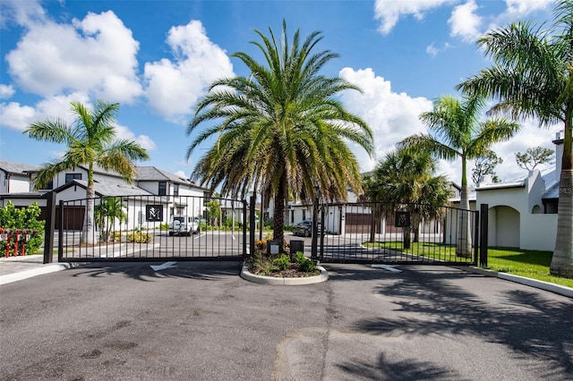 gate with a residential view and fence
