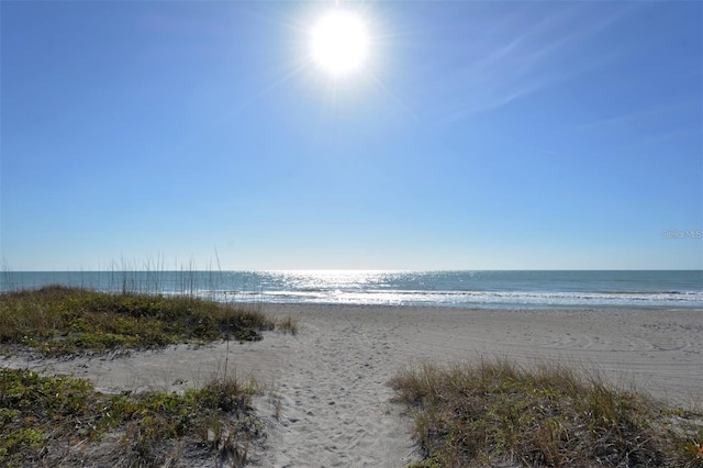 property view of water with a beach view