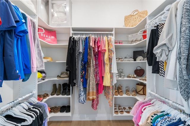 spacious closet with wood-type flooring