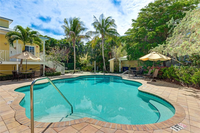 view of pool featuring a patio area