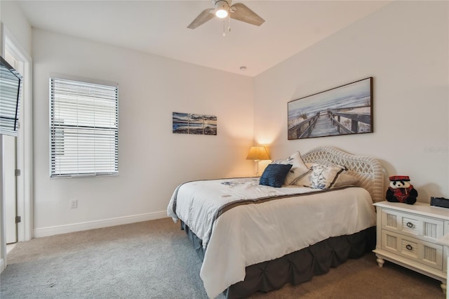 bedroom featuring carpet and ceiling fan