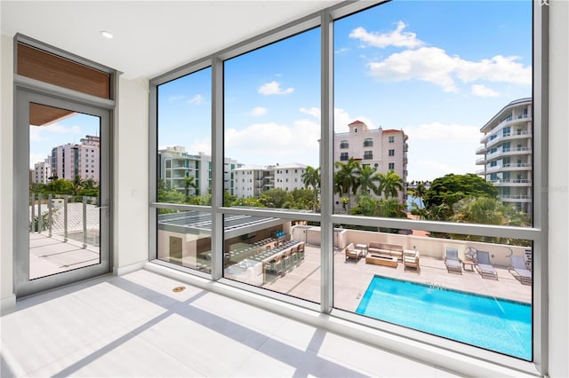 entryway with expansive windows