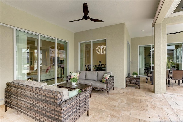 view of patio / terrace featuring an outdoor hangout area and ceiling fan