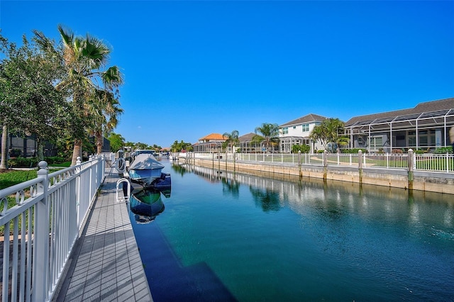 dock area featuring a water view