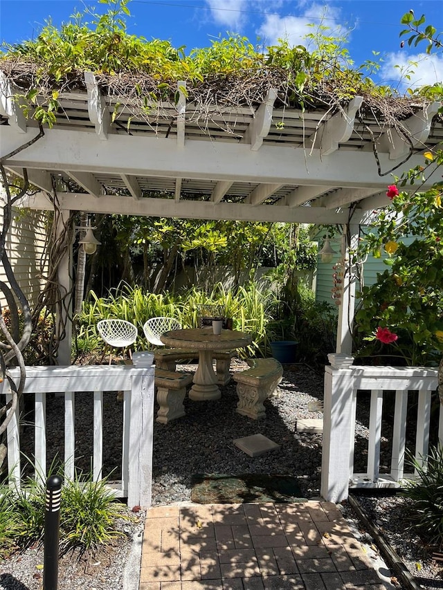 view of patio / terrace featuring a pergola