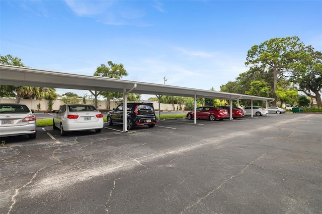 view of parking featuring a carport